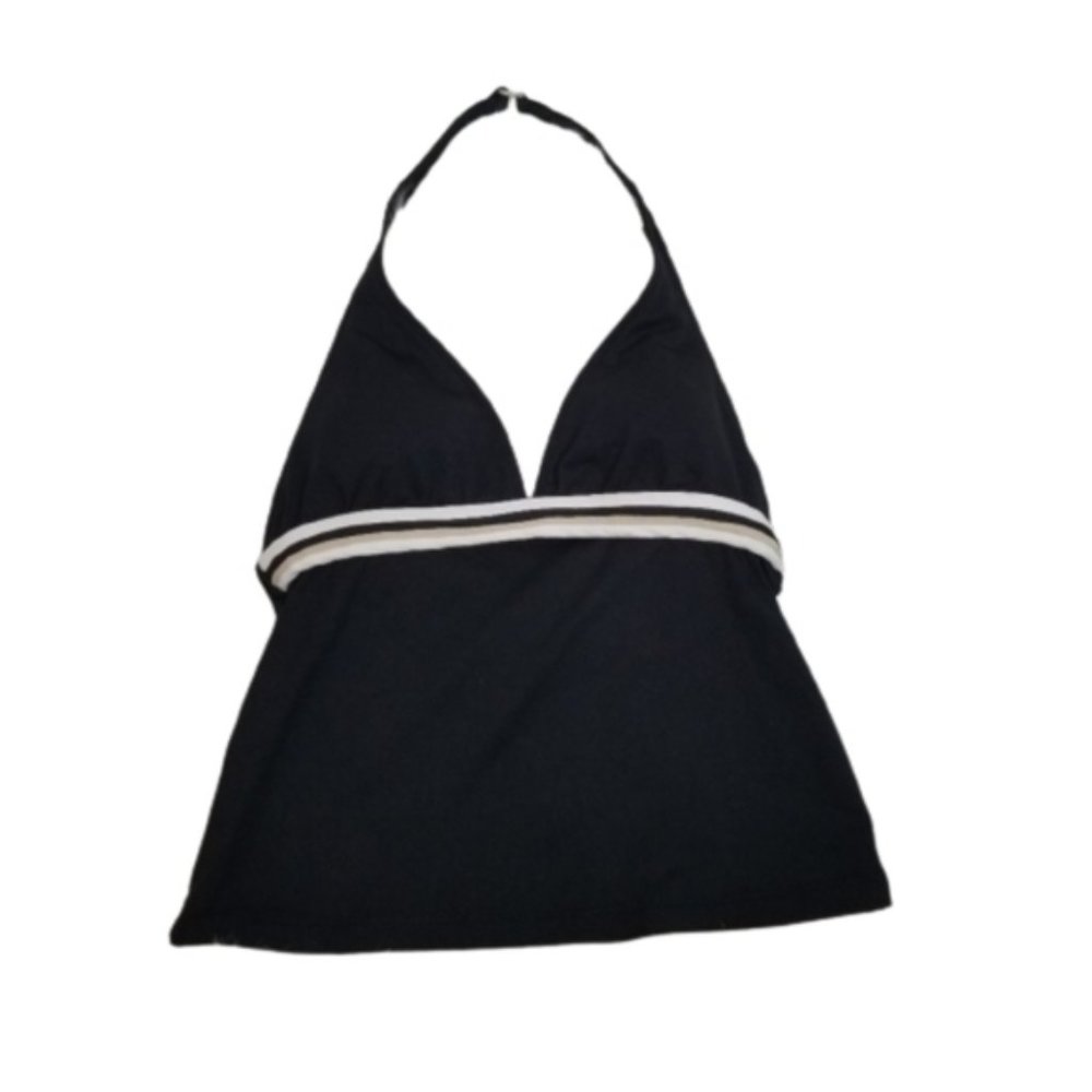 Women's Black Striped Jag SWIM Halter Top SMALL